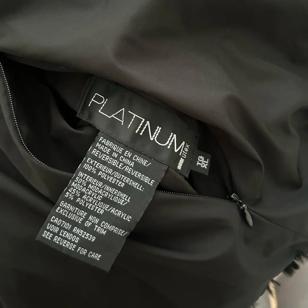 PLATINUM faux fur black button up peacoat winter jacket - Picture 6 of 7